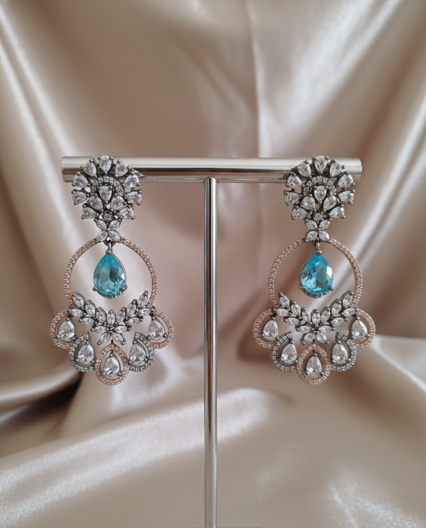 Victorian Aqua Grace American Diamond Earrings