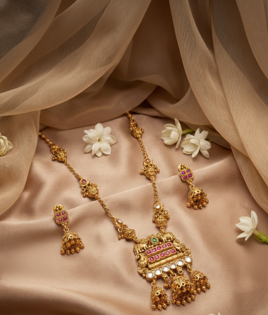 Rajwada Heritage Gold-Plated Kundan Necklace Set