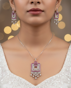 Blush Geometry Diamond Chain Pendant Set