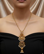 Apala Polish Silver Replica Indo-Western Long Necklace – Temple Inspired Statement Jewelry