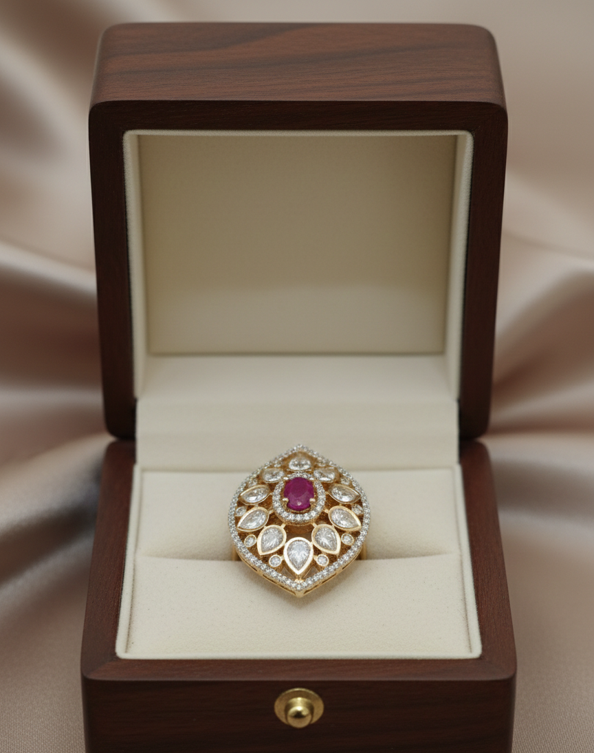 Royal Kundan Statement Ring in Carat Polish