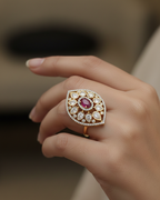 Royal Kundan Statement Ring in Carat Polish