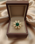 Elegant Green Stone Kundan Statement Ring