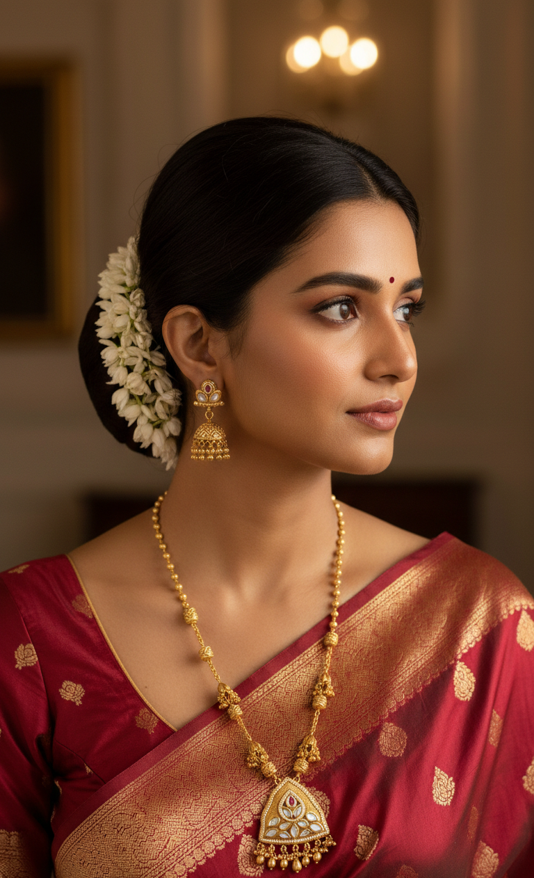 Gold Plated Heritage Necklace Set with Jhumka Earrings