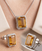 Austin Crystal Imported Necklace Set – Elegant Amber Crystal Jewelry