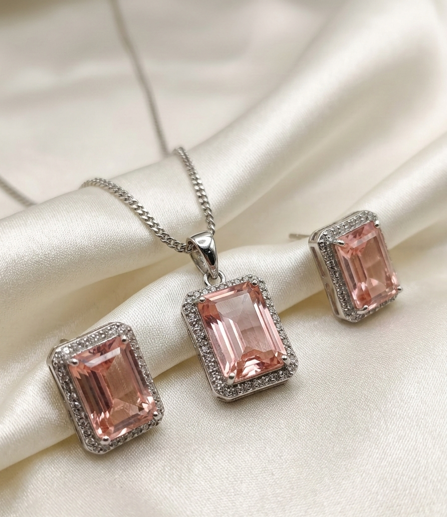 Austin Crystal Imported Necklace Set – Elegant Amber Crystal Jewelry