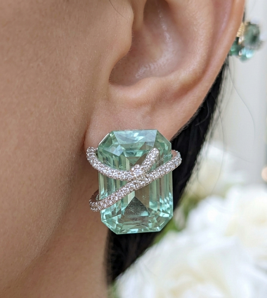 Mint Glow Swarovski Crystal Statement Studs