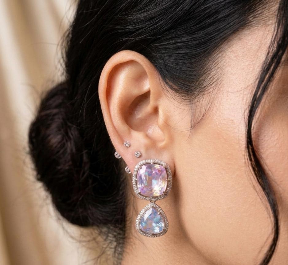 Aurora Glow Swarovski Crystal Drop Studs