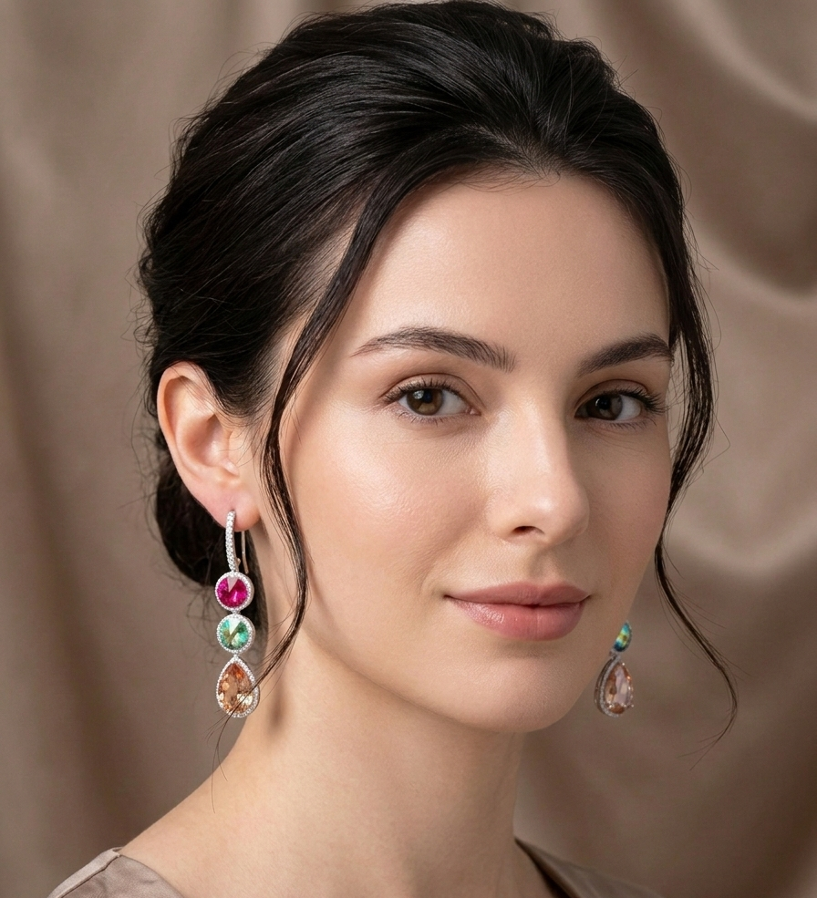 Radiant Multi-Colour Swarovski Crystal Long Earrings
