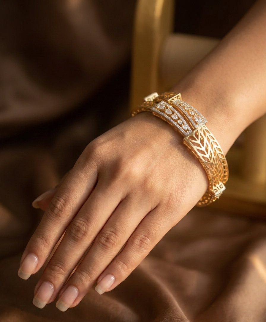 Elegant Gold-Plated American Diamond Bangles
