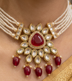 Regal Pearl & Ruby Statement Choker Set