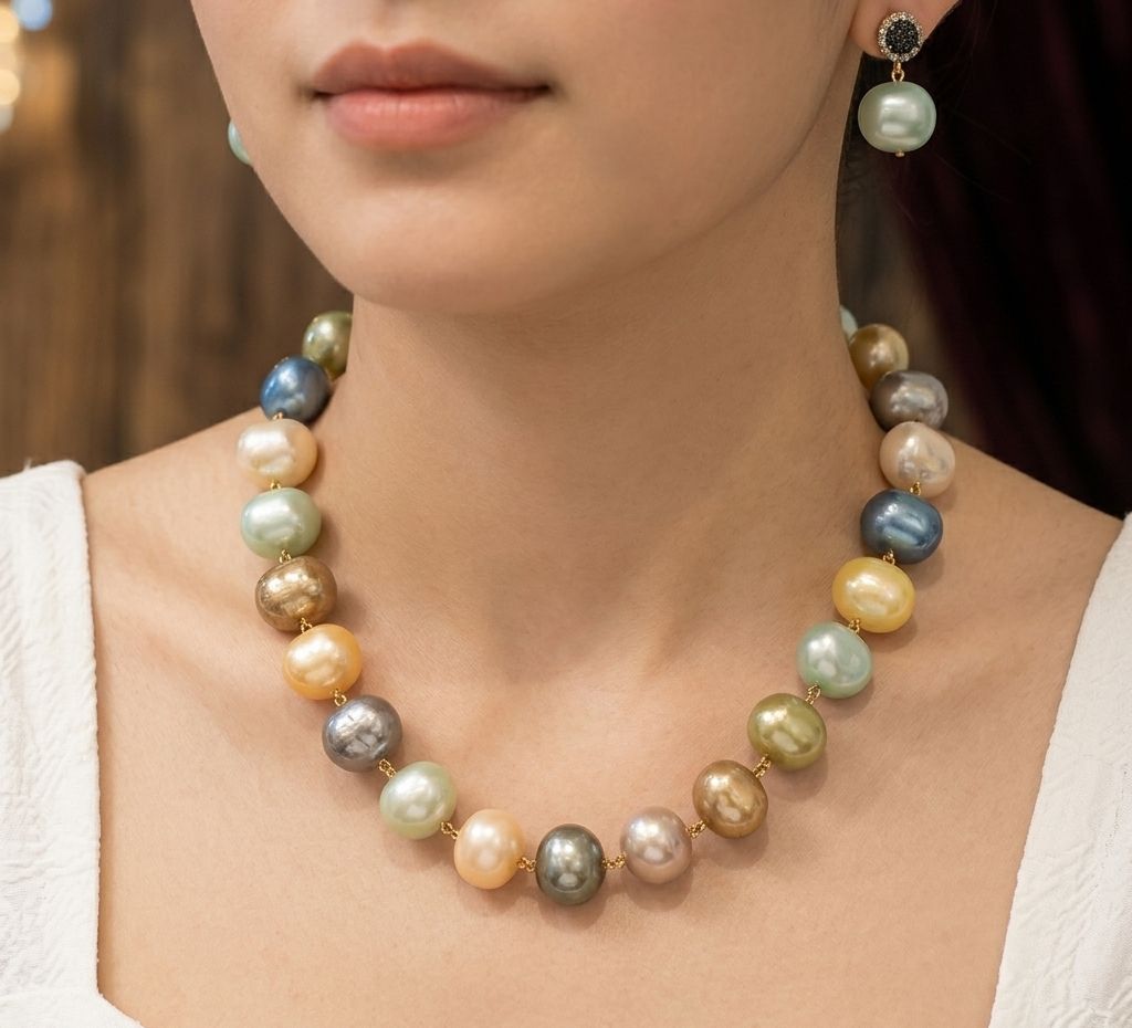 Elegant High-Quality Malaysian Pearl Necklace Set