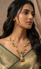 Regal Combination of Kundan American Diamond Necklace Set with Real Ghungroo