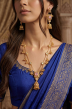 Regal Combination of Kundan American Diamond Necklace Set with Real Ghungroo