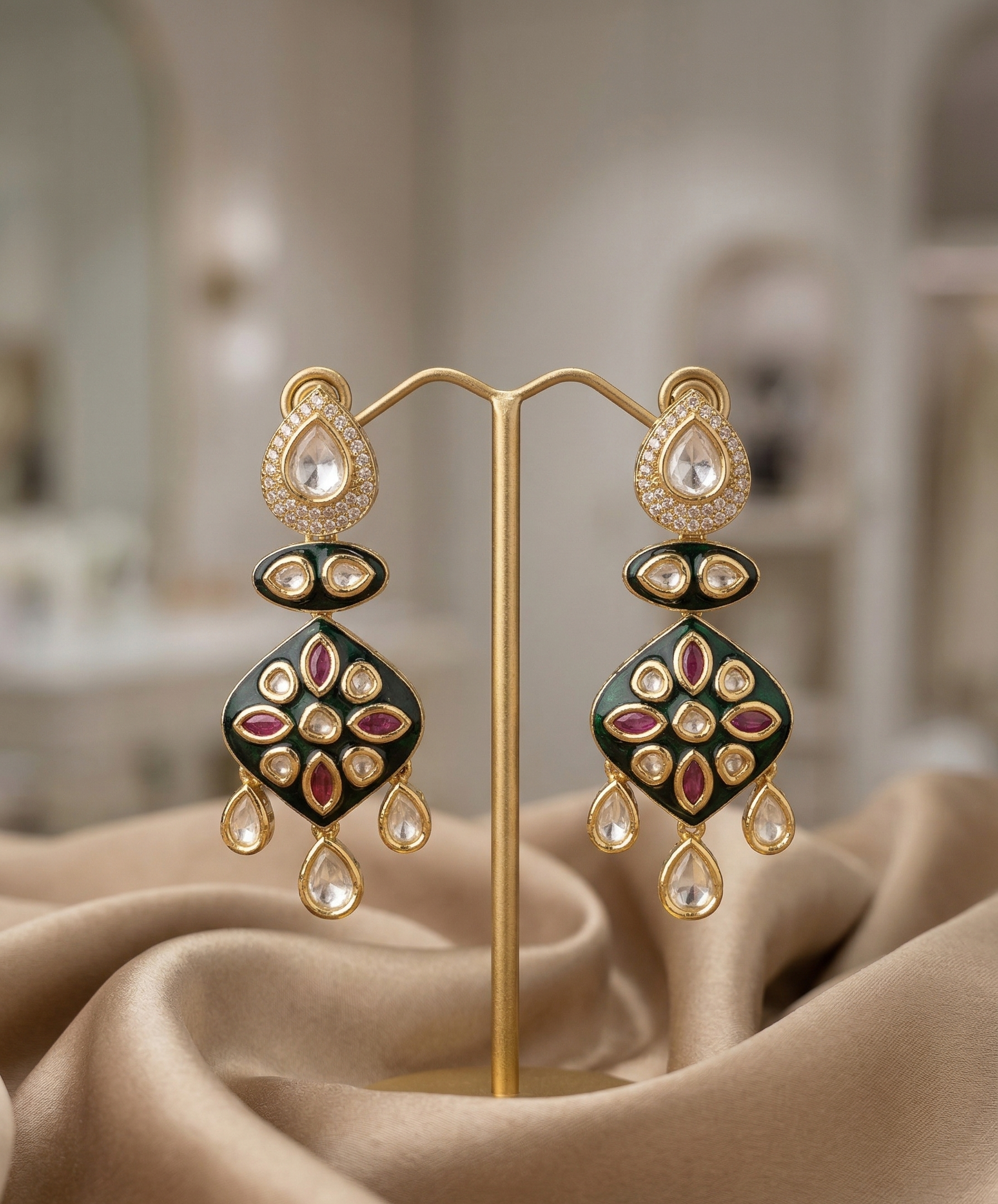Shahi Noor Kundan Statement Earrings