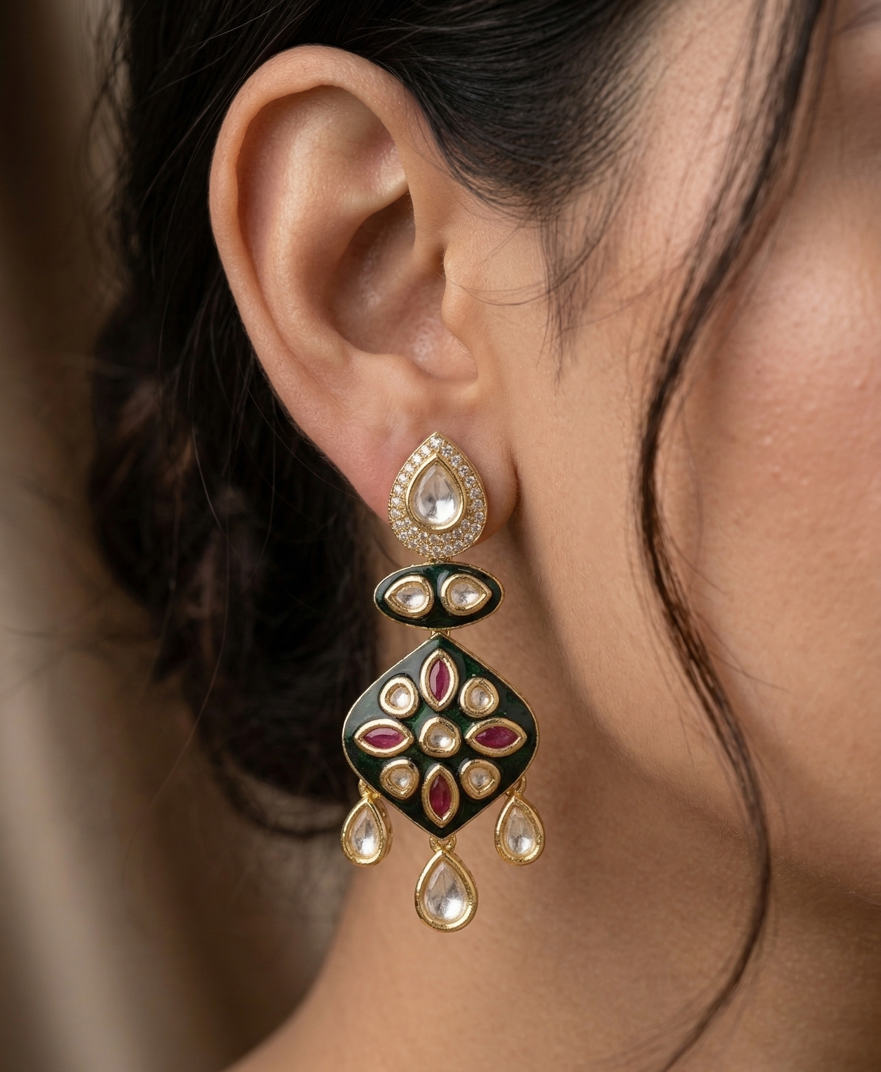 Shahi Noor Kundan Statement Earrings