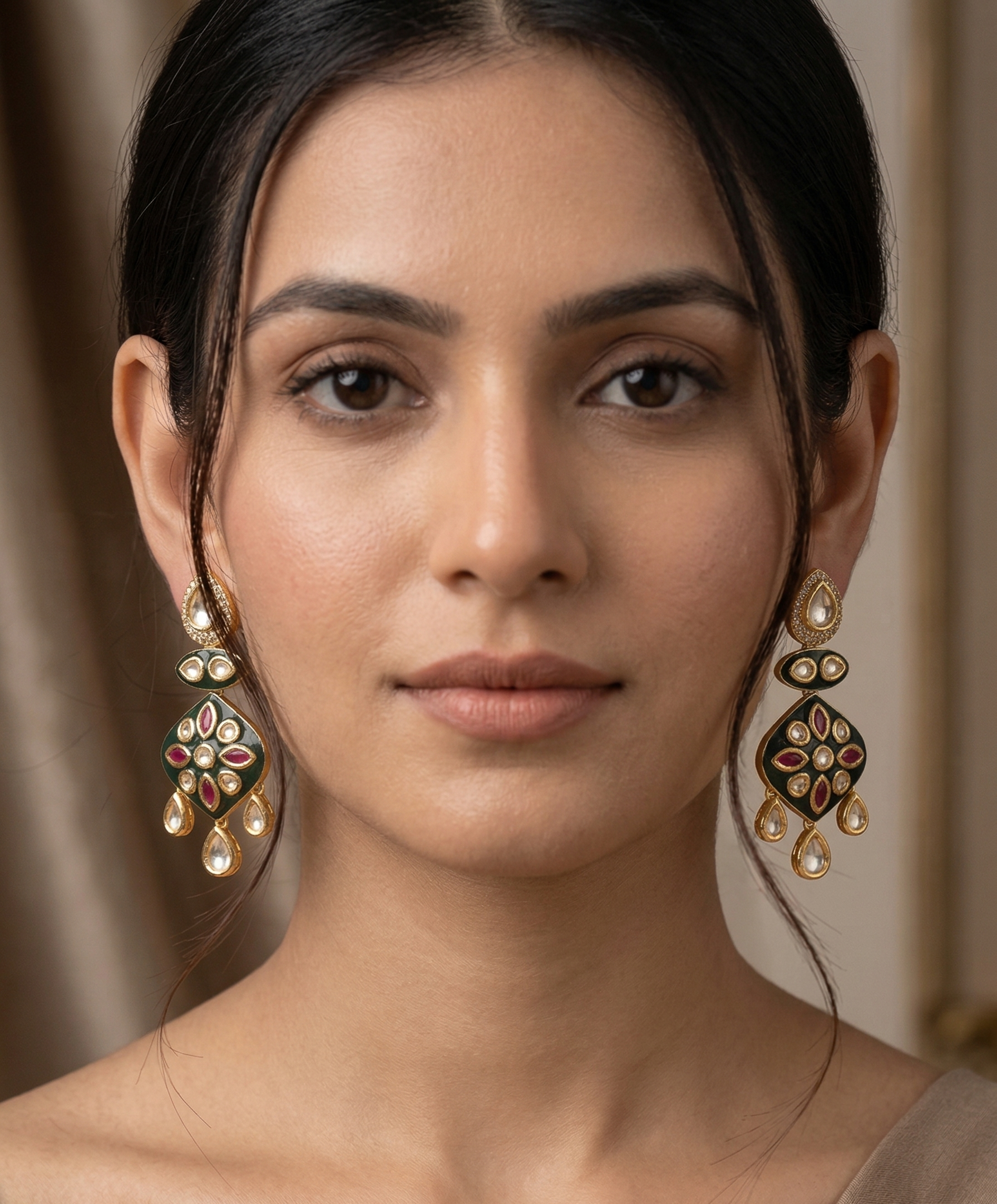Shahi Noor Kundan Statement Earrings