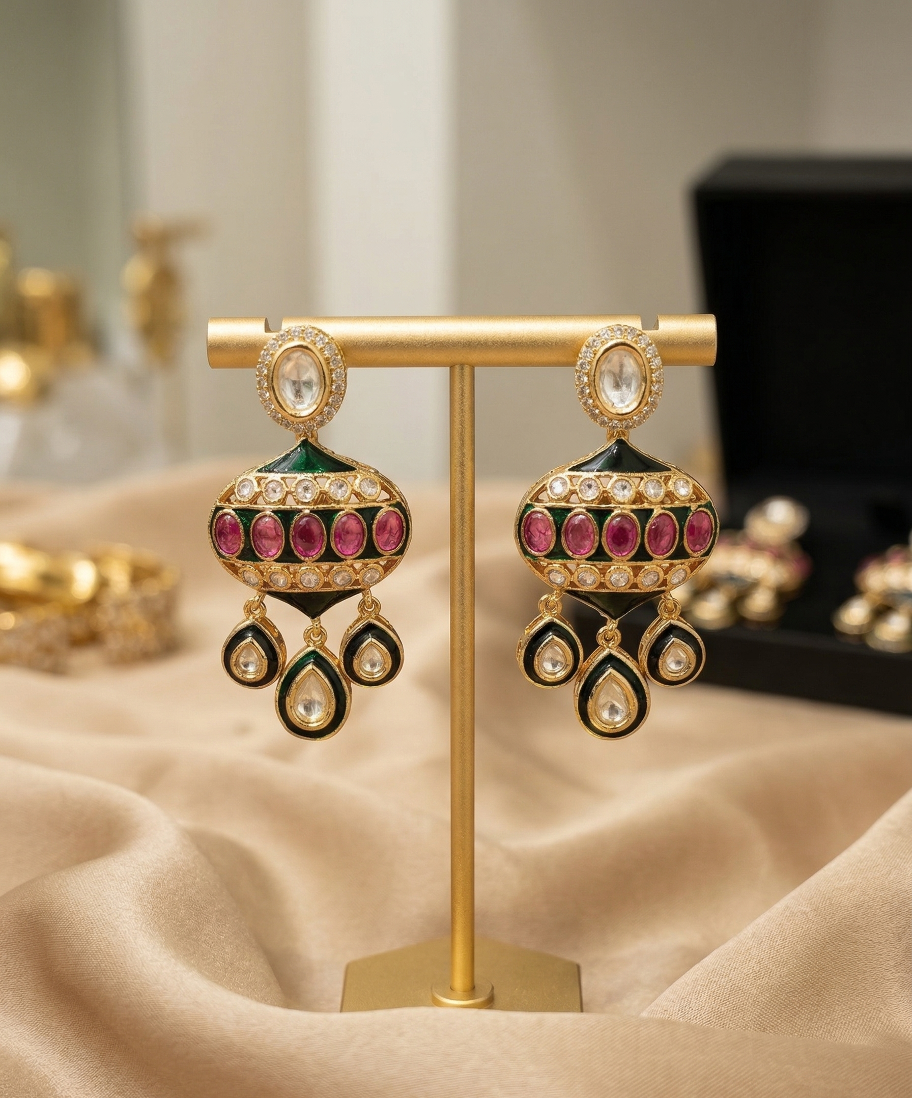 Rajsi Elegance Kundan Drop Earrings