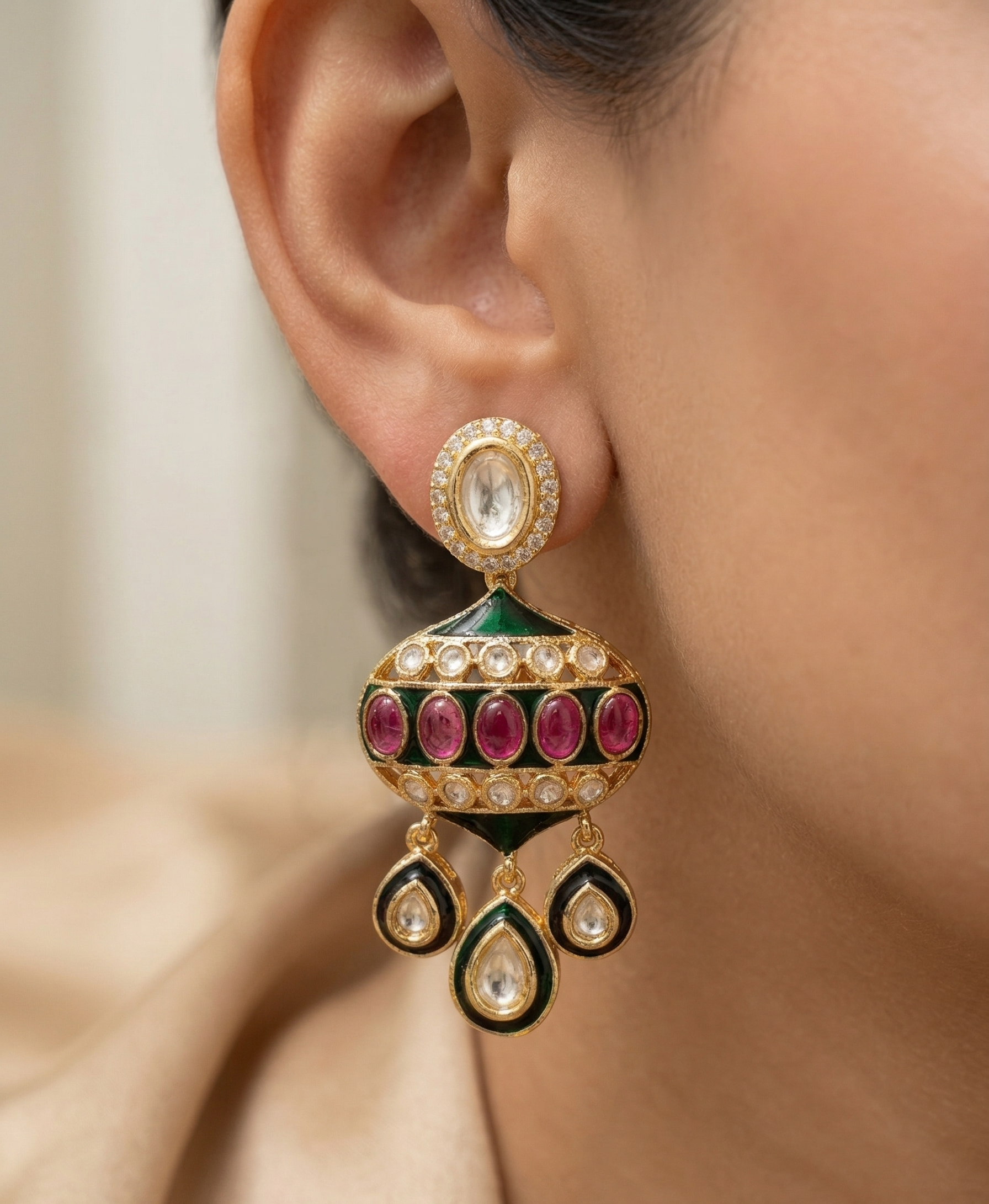 Rajsi Elegance Kundan Drop Earrings