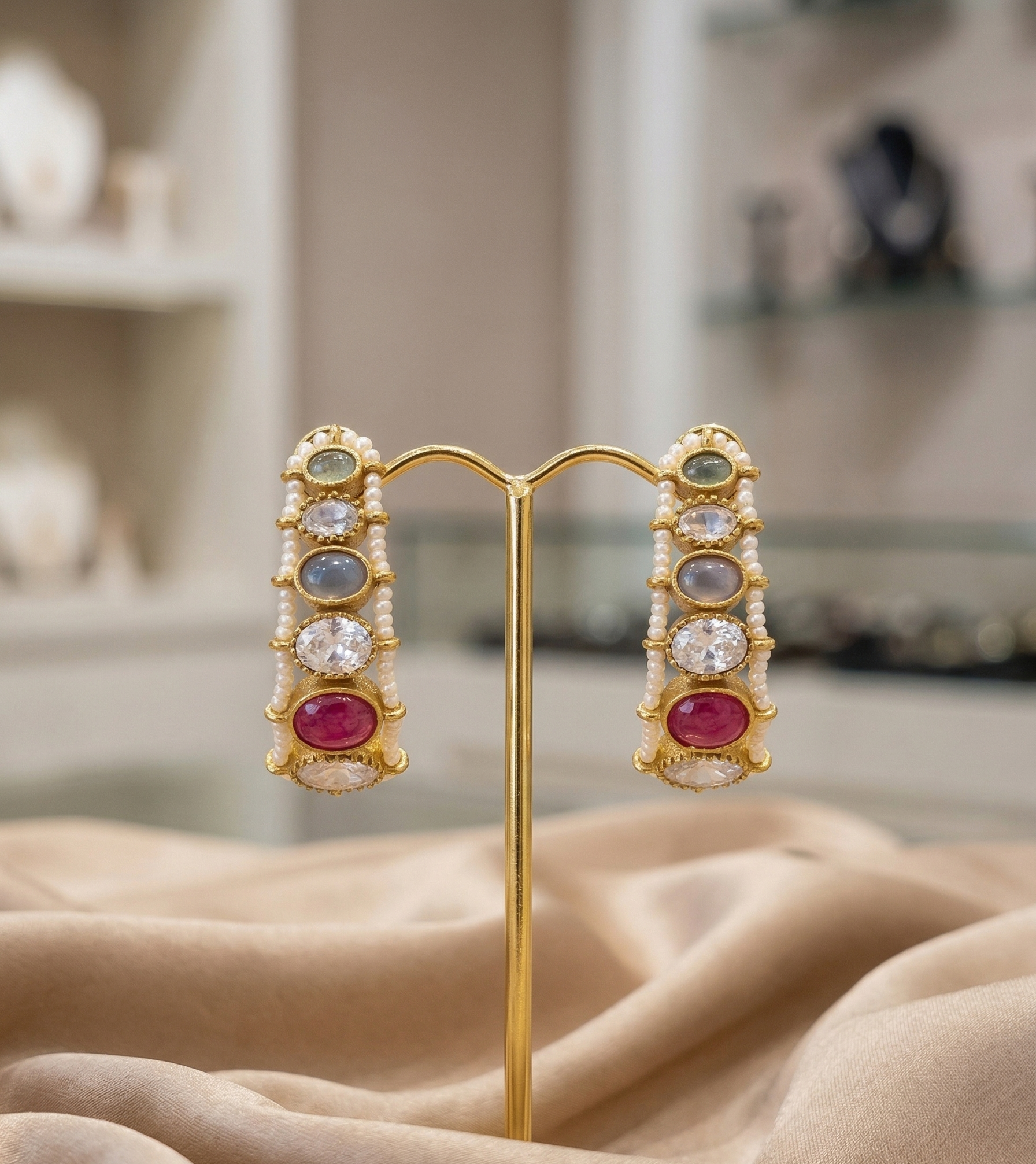Noor-e-Rajwadi Kundan Hoop Earrings