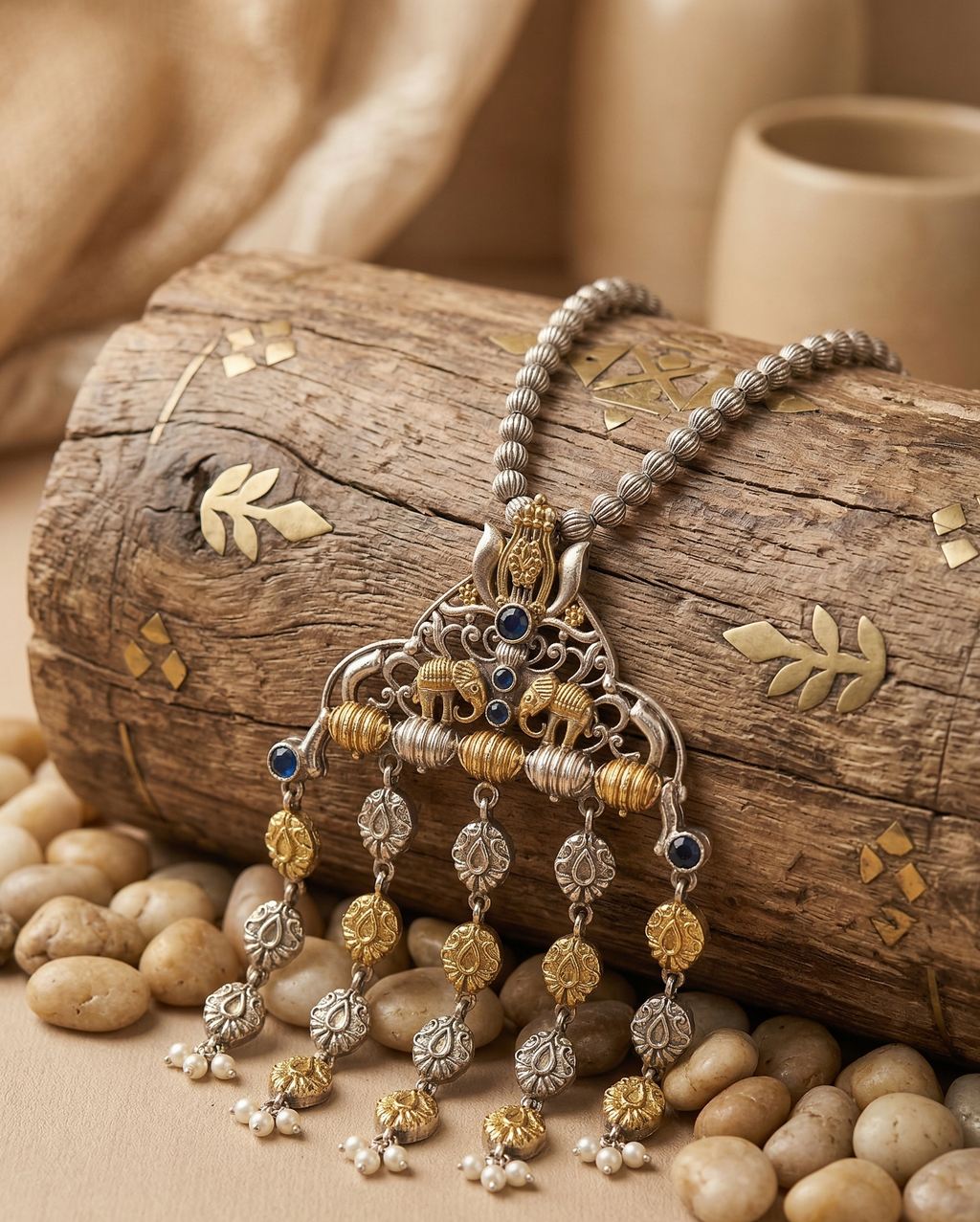 Heritage Dual Tone Silver Replica Statement Necklace