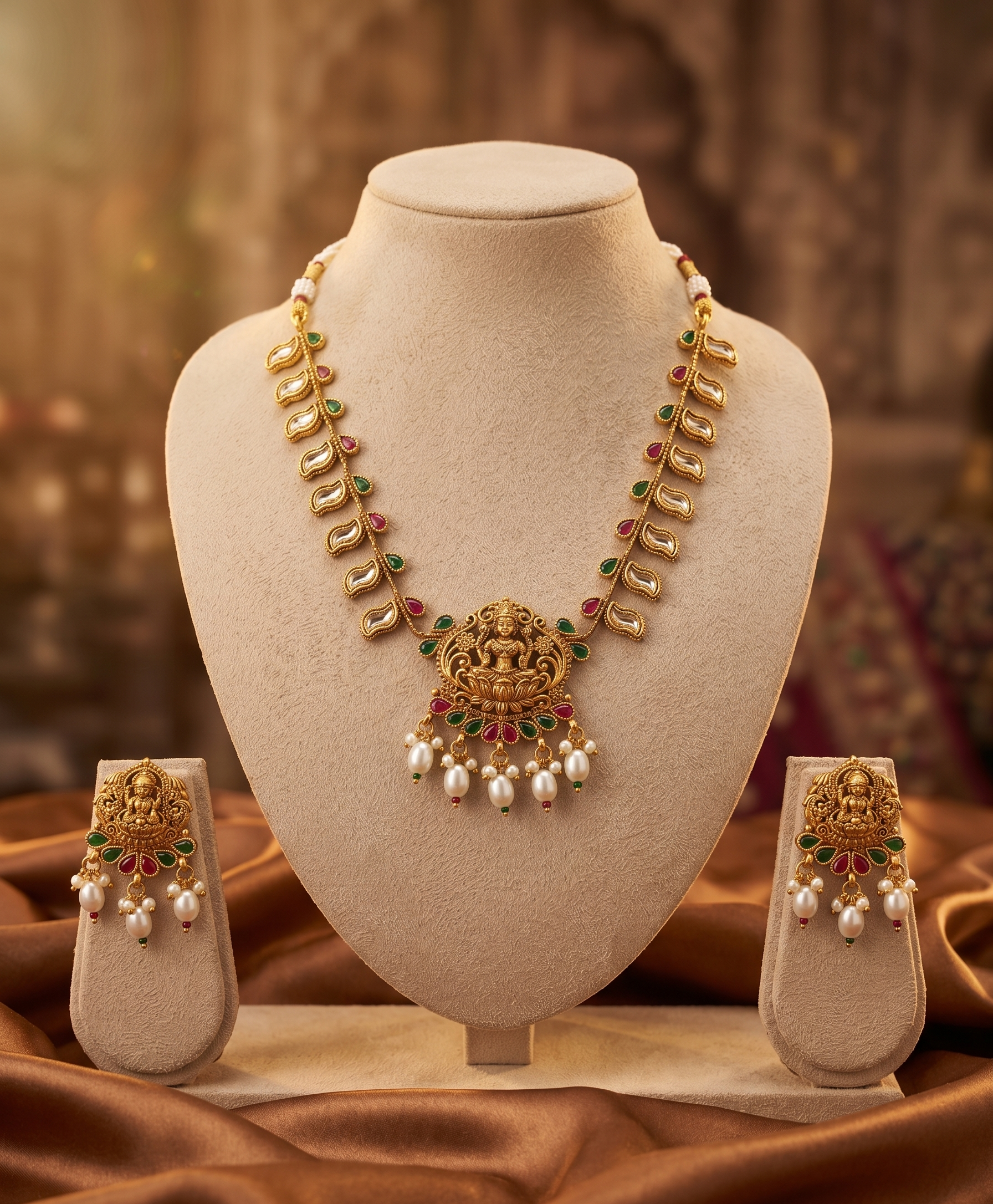 ✨ Divine Temple Necklace Set – Matt Polish ✨