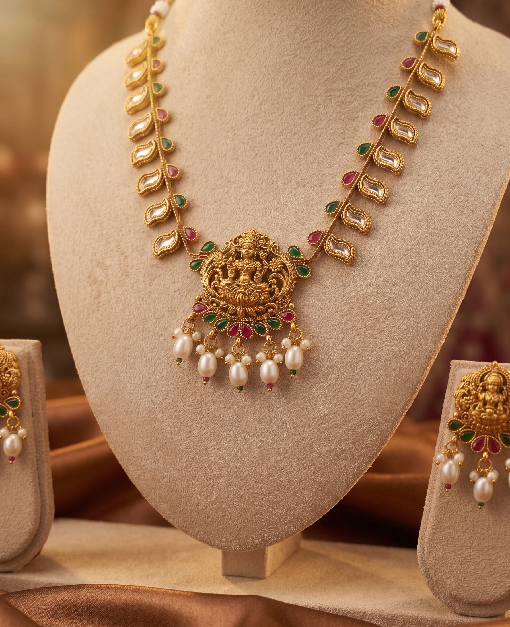 ✨ Divine Temple Necklace Set – Matt Polish ✨