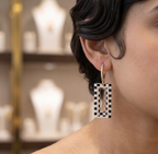 Western Anti-Tarnish Checkered Drop Earrings