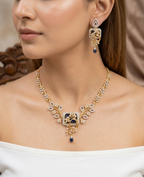 Midnight Blue American Diamond Necklace Set in Premium GJ Polish