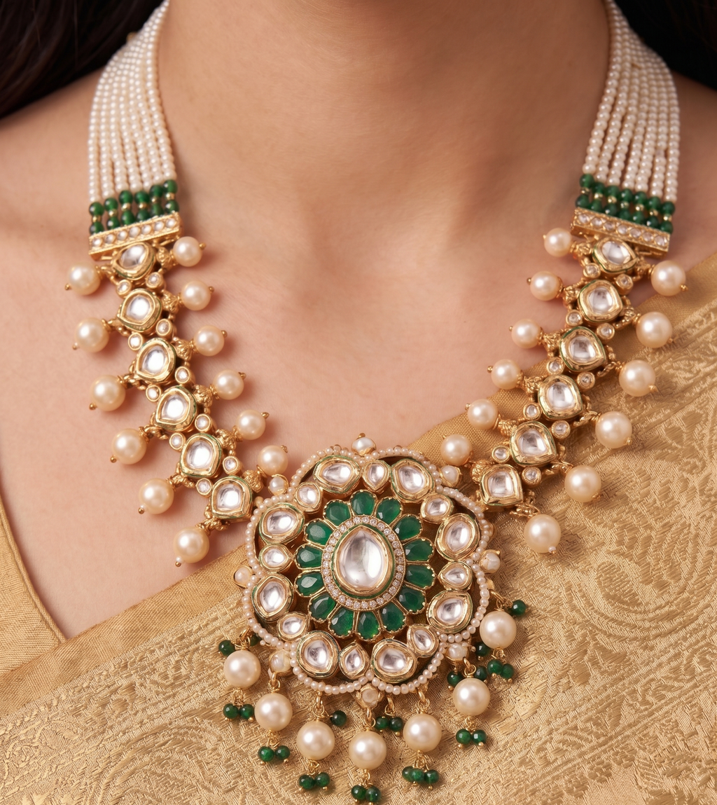Emerald Royale Moissanite Kundan Set ✨