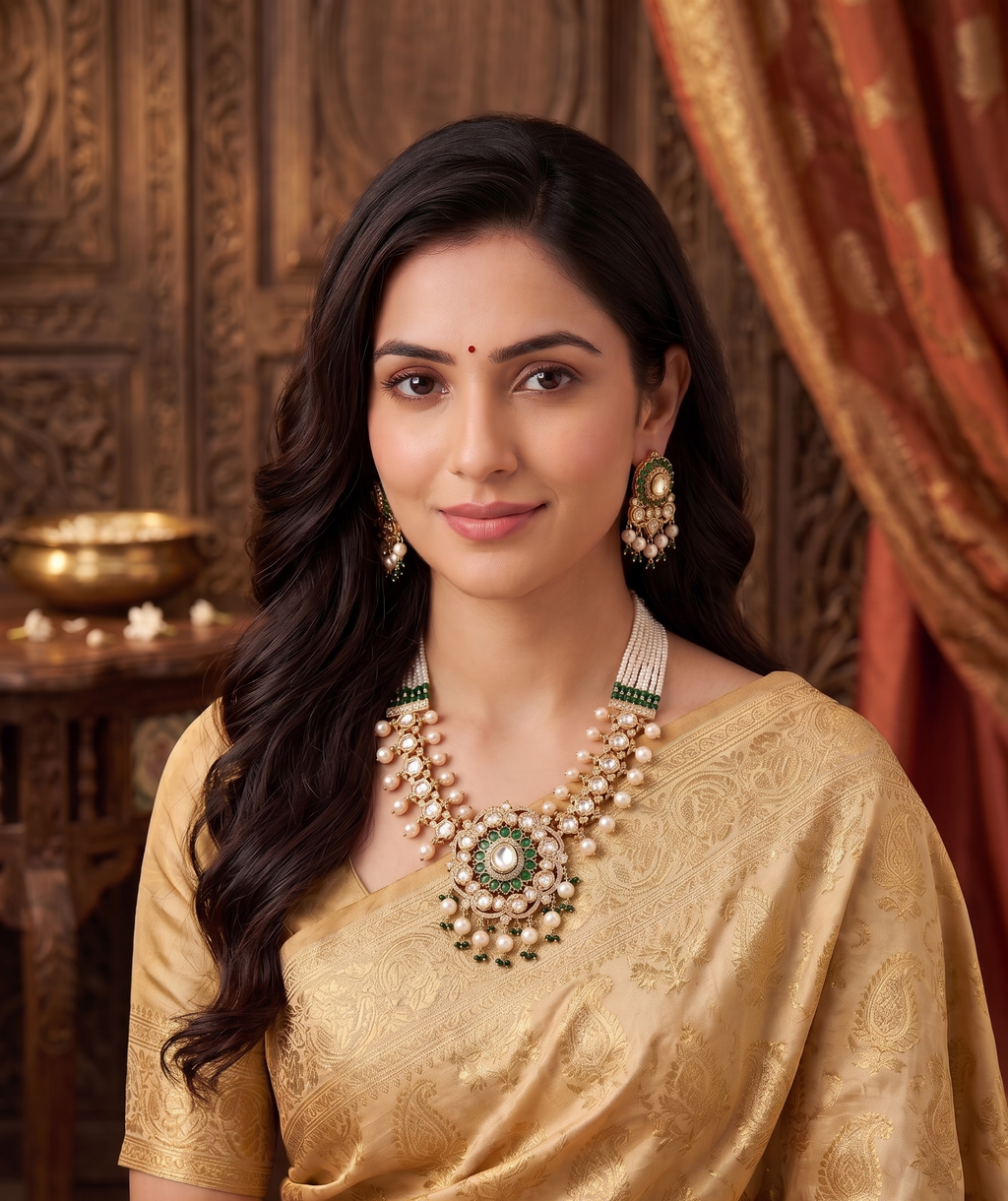 Emerald Royale Moissanite Kundan Set ✨