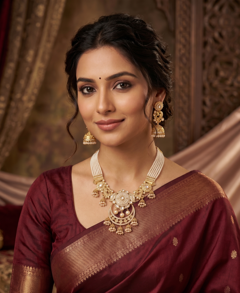 Royal Matt Finish Kundan Necklace Set ✨