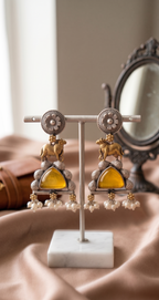 Dual Tone Silver Replica Statement Earrings