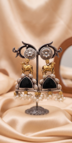 Dual Tone Silver Replica Statement Earrings