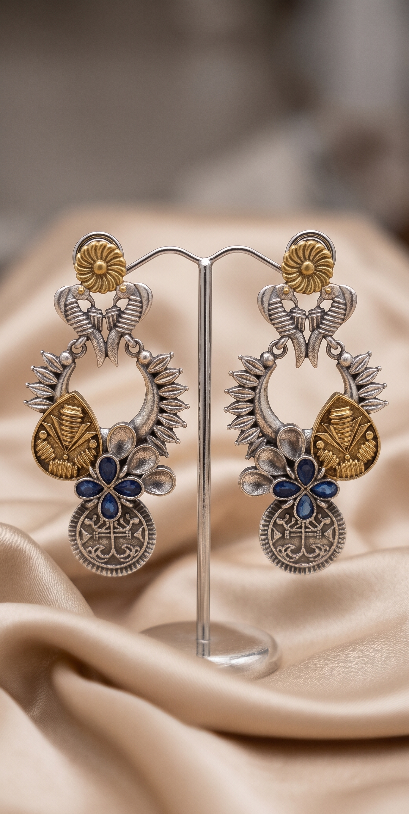 Dual Tone Silver Replica Designer Earrings