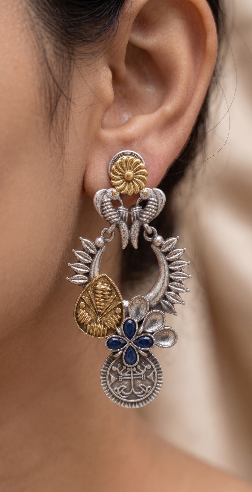 Dual Tone Silver Replica Designer Earrings