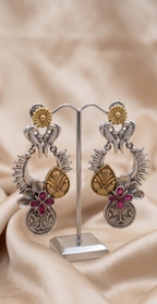 Dual Tone Silver Replica Statement Earrings