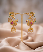 Peacock Design Gold Plated Jhumka Earrings