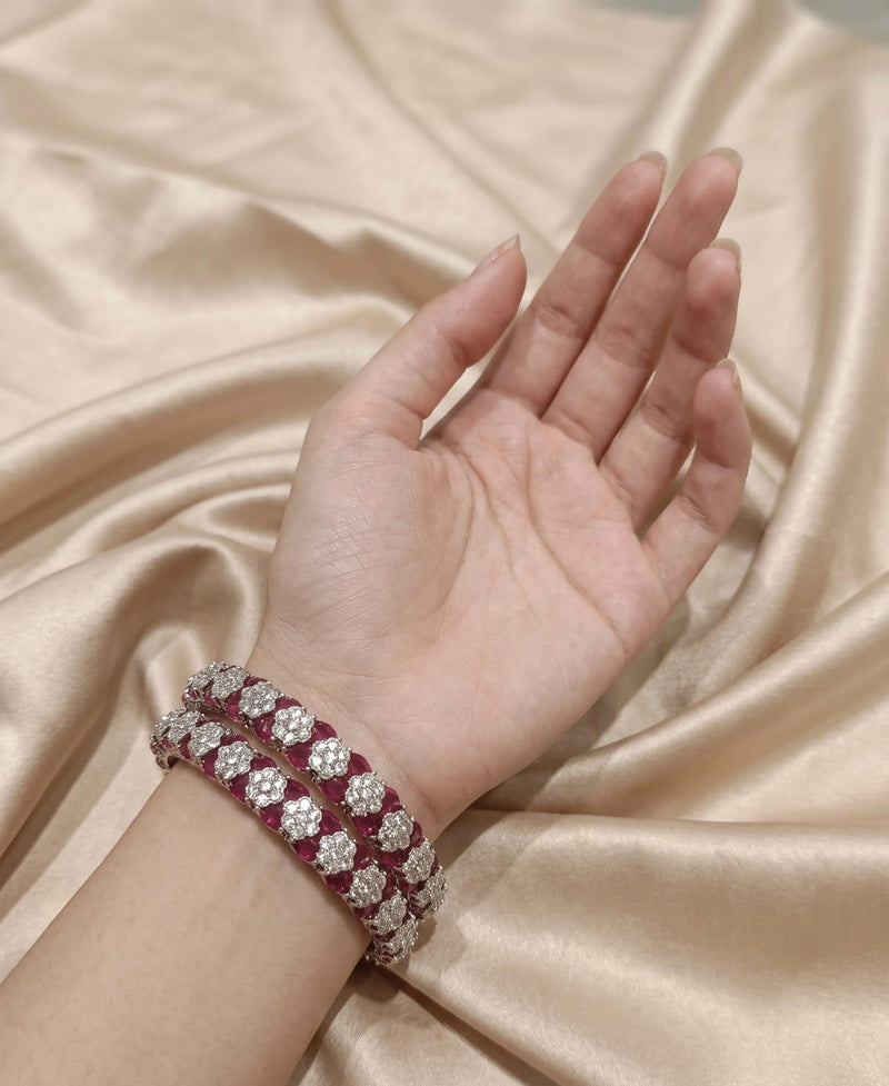 Ruby Blossom American Diamond Bangles