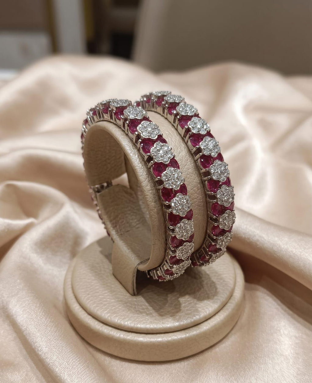 Ruby Blossom American Diamond Bangles