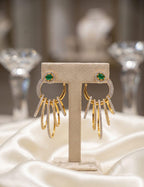 18 Carat Gold Plated Emerald Green Designer Hoop Earrings