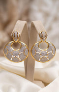 18 Carat Gold Plated Geometric American Diamond Statement Earrings