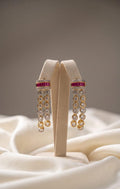 18 Carat Gold Plated Ruby American Diamond Dangler Earrings