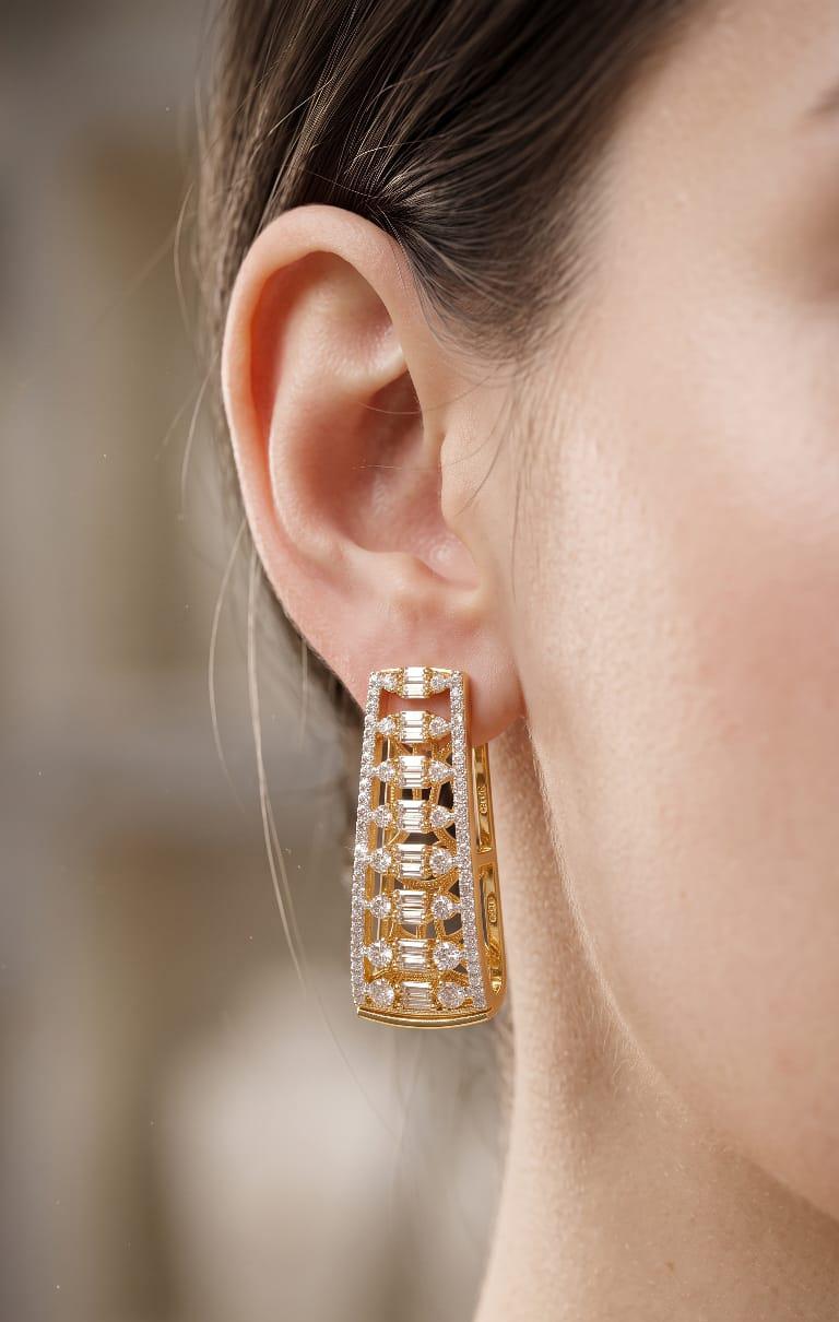 18 Carat Gold Plated American Diamond Designer Bali Earrings