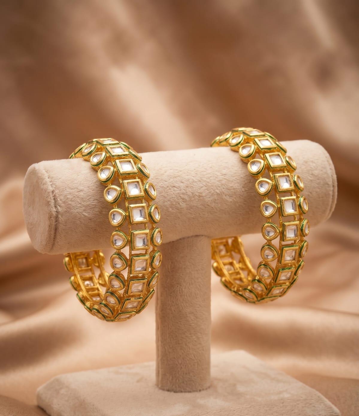 Royal Kundan Gold Plated Openable Kada