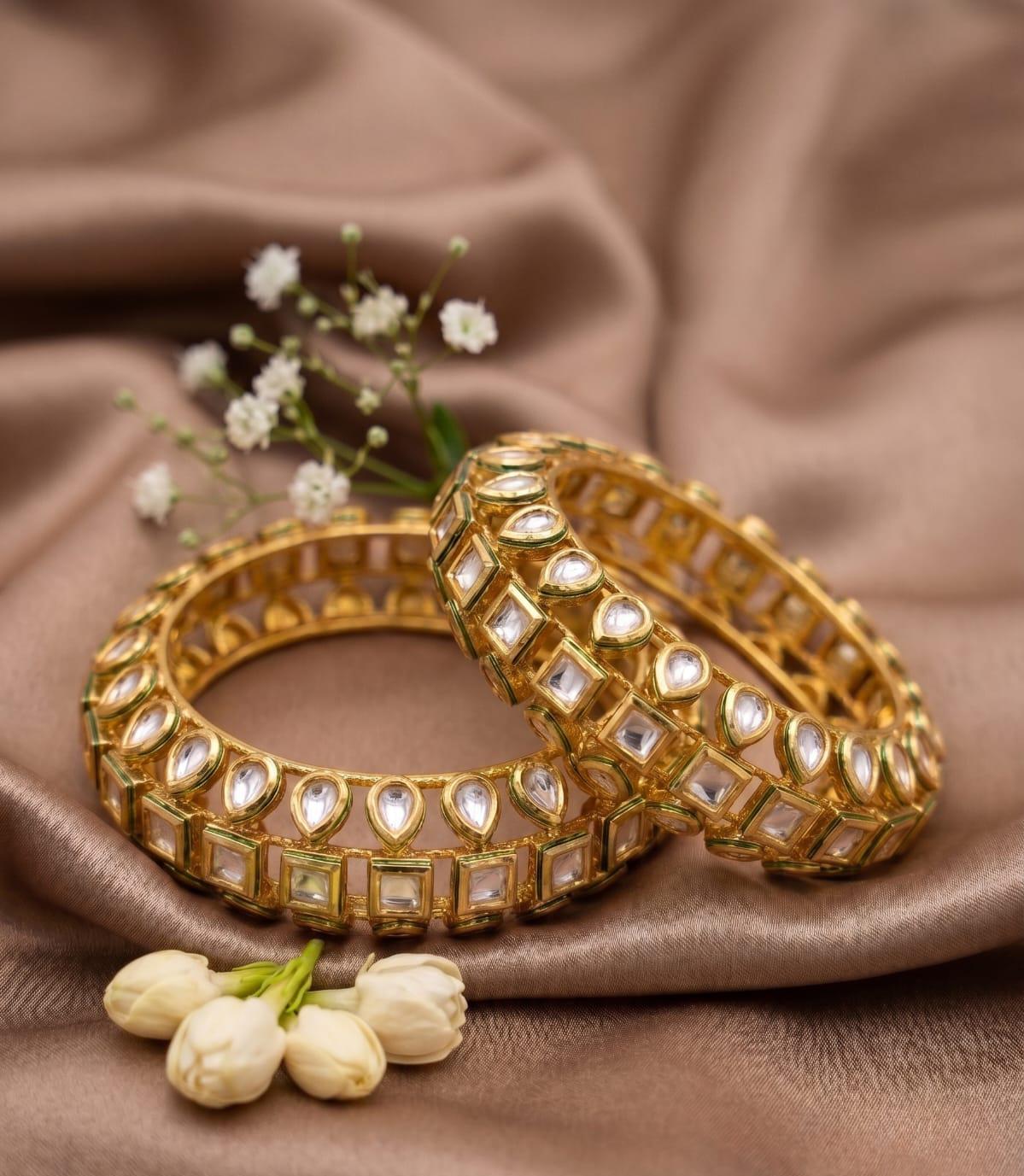 Royal Kundan Gold Plated Openable Kada