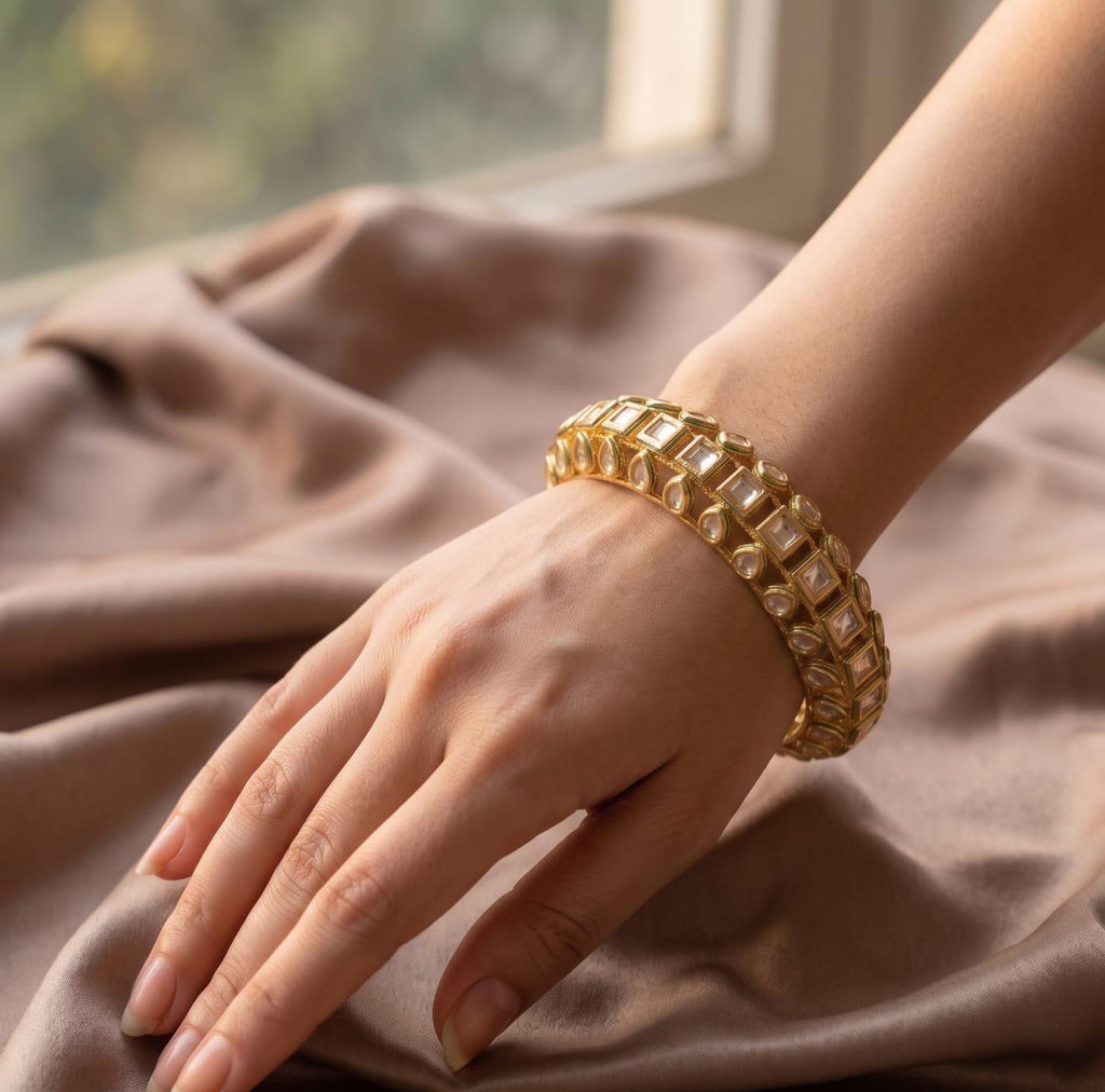 Royal Kundan Gold Plated Openable Kada