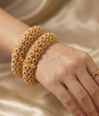 Royal Pearl Stone Gold Plated Bangles