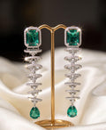 Emerald American Diamond Long Drop Earrings  Description: