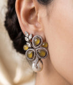 Black Polish American Diamond Monalisa & Baroque Pearl Earrings